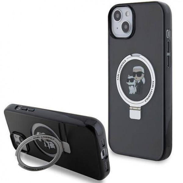  Чохол Karl Lagerfeld Ring Stand Karl amp; Choupettte для iPhone 15|14|13 Black with MagSafe (KLHMP14SHMRSKCK)